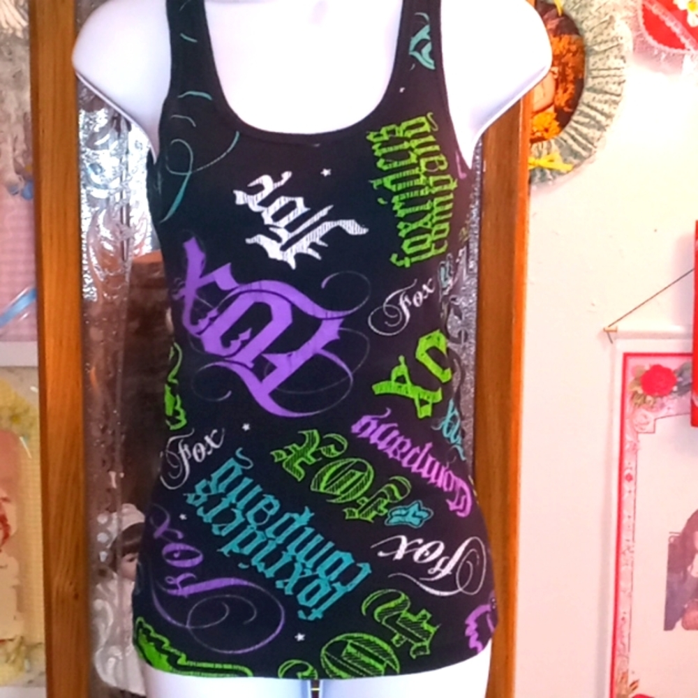 Vintage 80's,Foxy Girls,Vivid,Neon, Multicolored,Tank Top💜🖤💙💚
